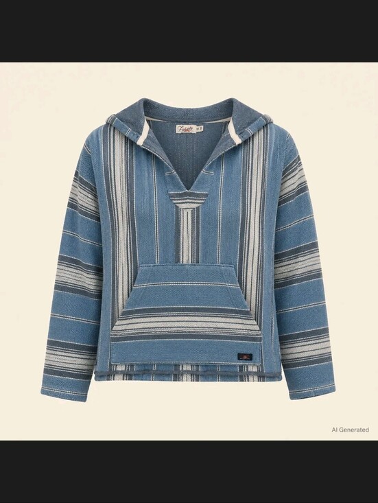 Faherty Tops - Faherty Terry Hooded Poncho Montauk Blue Serape Sz M